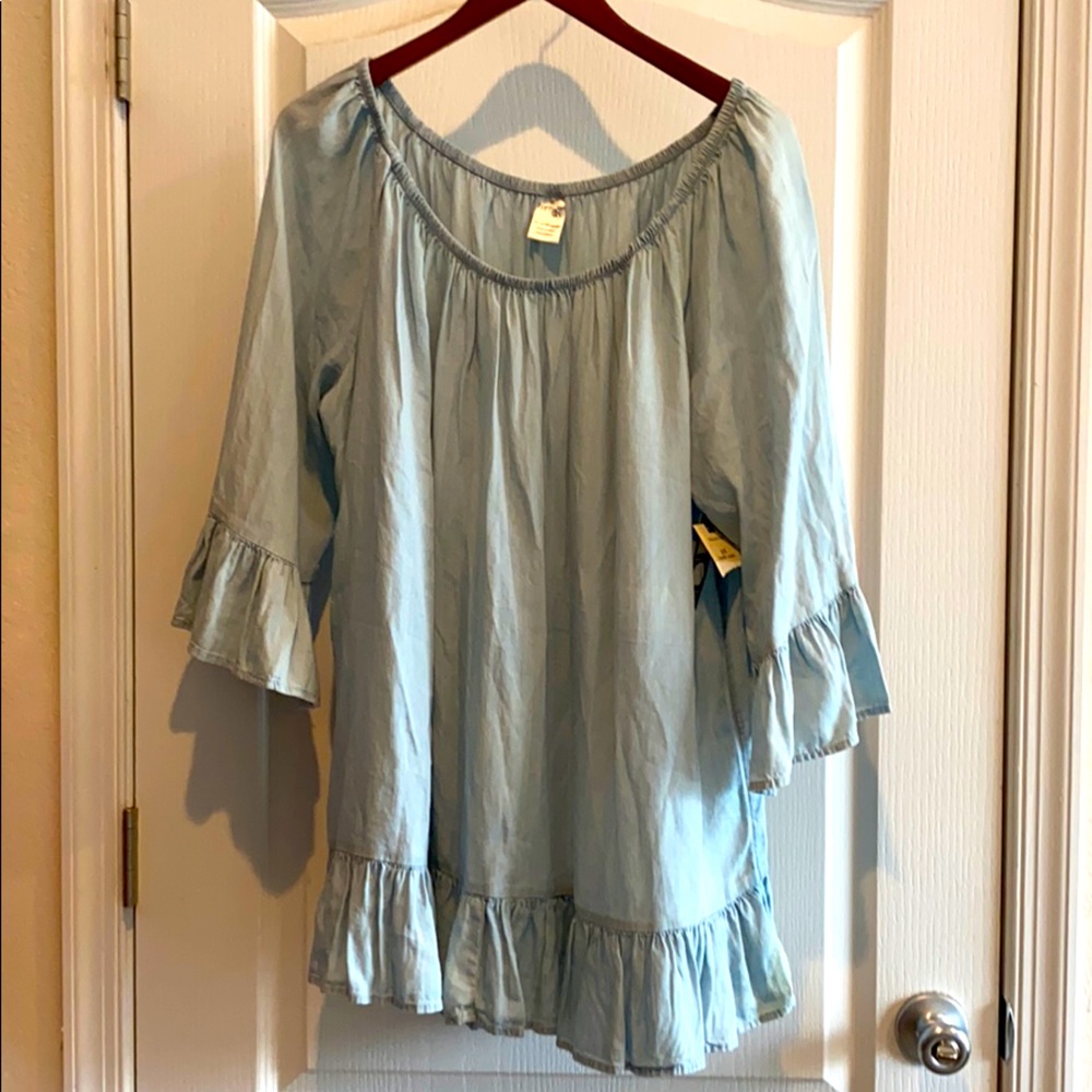 NWT Terra & Sky tunic soft denim blue 2x